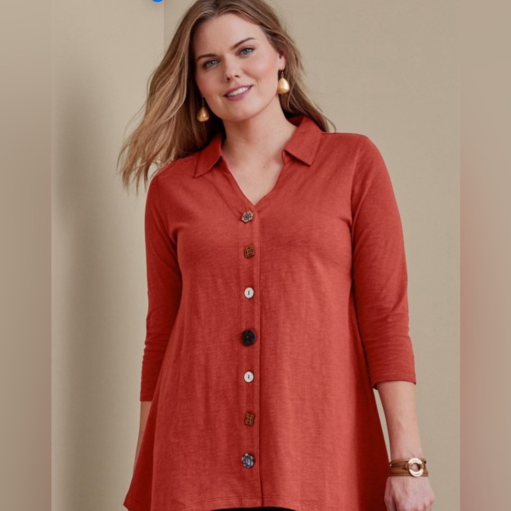 Soft Surroundings Rust Button-Down Camisole